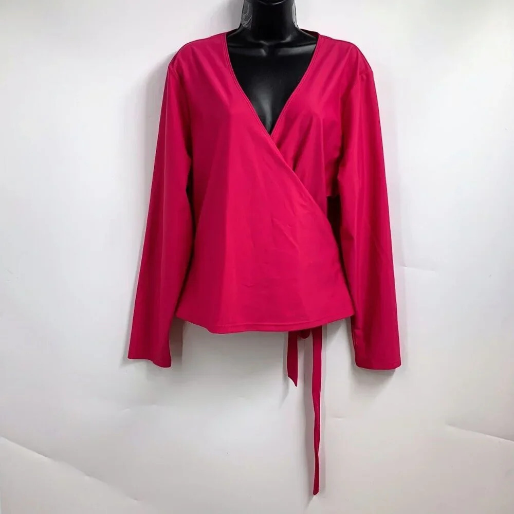 Summersalt Women's Front Wrap Long Sleeve Polyester Swimsuit Cover Up Size 2XL
